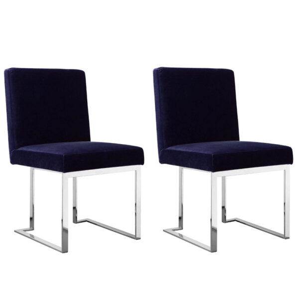 150220266991cabb30d49.jpeg Boly 19 Inch Dining Chair, Set of 2, Navy Blue Velvet, Foam, Chrome Steel