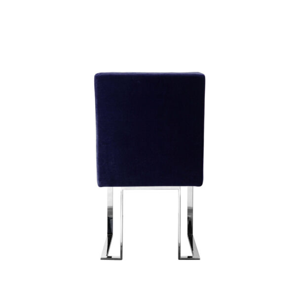 150220266991cac32b0dc.jpeg Boly 19 Inch Dining Chair, Set of 2, Navy Blue Velvet, Foam, Chrome Steel