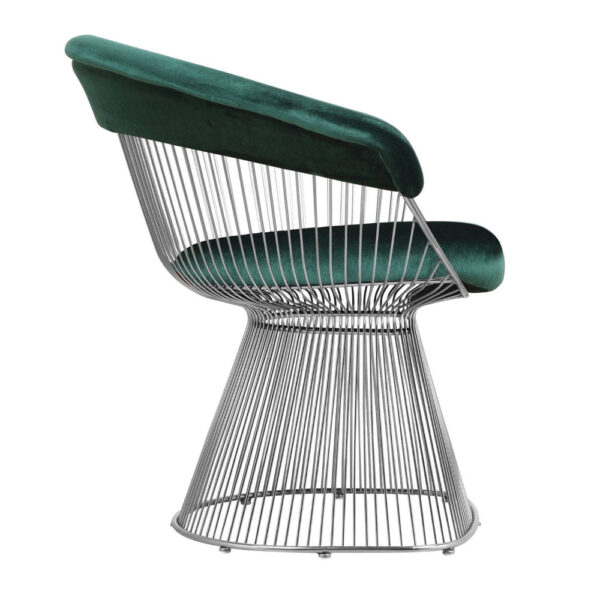 Mimi 27 Inch Accent Armchair, Green Velvet, Foam Cushions, Steel Wire