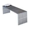 Niki 55 Inch Metal Bench, Slatted, Rectangular Shape, Brushed Silver Steel
