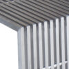 Niki 55 Inch Metal Bench, Slatted, Rectangular Shape, Brushed Silver Steel