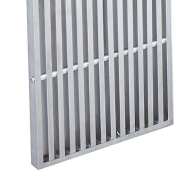 Niki 55 Inch Metal Bench, Slatted, Rectangular Shape, Brushed Silver Steel