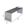 Niki 55 Inch Metal Bench, Slatted, Rectangular Shape, Brushed Silver Steel