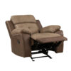 Emma 38 Inch Manual Glider Recliner Chair, Brown Microfiber, Solid Wood