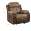 Emma 38 Inch Manual Glider Recliner Chair, Brown Microfiber, Solid Wood