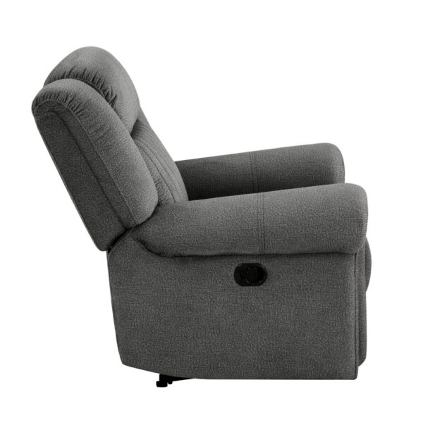 150220266991cb6edbb41.jpeg Ben 38 Inch Manual Recliner Chair, Gray Microfiber, Plush Foam, Solid Wood