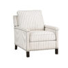 Claire 34 Inch Accent Chair, Push Recliner, Beige Gray Polyester Pinstripes
