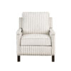 Claire 34 Inch Accent Chair, Push Recliner, Beige Gray Polyester Pinstripes