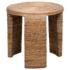 Asha 22 Inch Side End Table, Round Shaped Top with Natural Rattan Wrapping