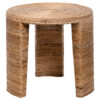 Asha 22 Inch Side End Table, Round Shaped Top with Natural Rattan Wrapping