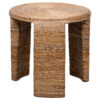 Asha 22 Inch Side End Table, Round Shaped Top with Natural Rattan Wrapping