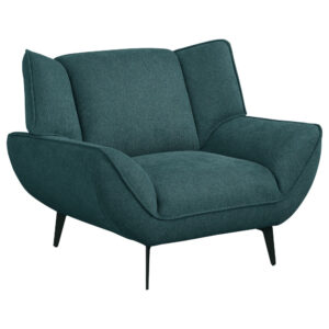 150220266991cc714c763.jpeg Toer 43 Inch Accent Sofa Chair, Flared Arms, Teal Blue Fabric, Black Metal