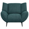 Toer 43 Inch Accent Sofa Chair, Flared Arms, Teal Blue Fabric, Black Metal