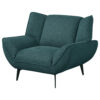 Toer 43 Inch Accent Sofa Chair, Flared Arms, Teal Blue Fabric, Black Metal