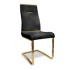 Gyn 17 Inch Dining Chair Set of 2, Cantilever Base, Black Gold Faux Leather