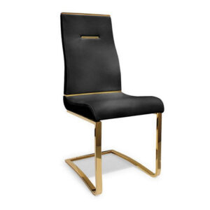 150220266991cd5bc6e8a.jpeg Gyn 17 Inch Dining Chair Set of 2, Cantilever Base, Black Gold Faux Leather