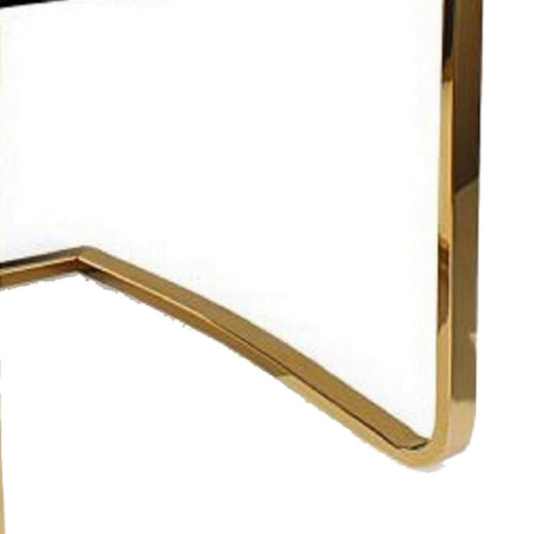 Gyn 17 Inch Dining Chair Set of 2, Cantilever Base, Black Gold Faux Leather