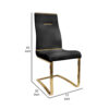 Gyn 17 Inch Dining Chair Set of 2, Cantilever Base, Black Gold Faux Leather