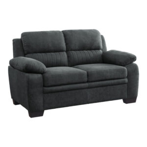 150220266991cd83ad2b0.jpeg Hugh 58 Inch Loveseat, Dark Gray Polyester, Foam Cushioned, Solid Wood