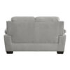 Hugh 58 Inch Loveseat, Gray Polyester, Soft Foam Cushioned, Solid Wood