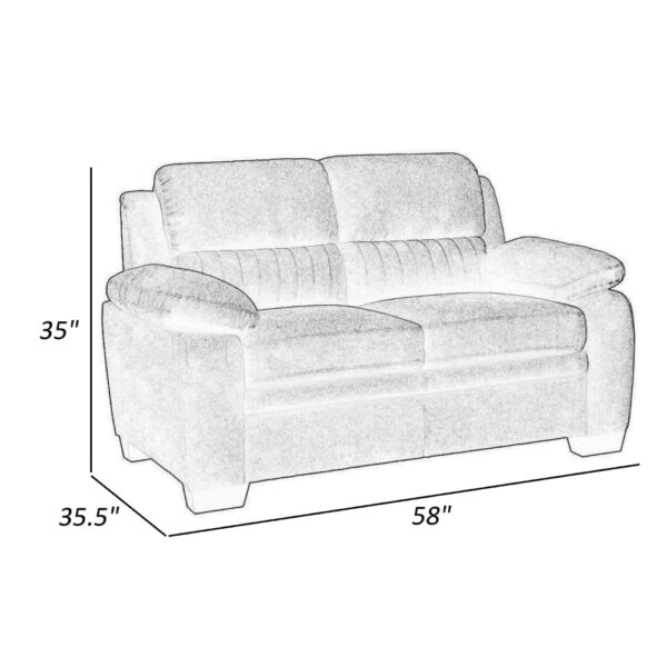 Hugh 58 Inch Loveseat, Gray Polyester, Soft Foam Cushioned, Solid Wood