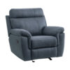 Clif 38 Inch Manual Glider Reclining Accent Chair, Blue Microfiber, Wood