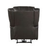 Karena 38 Inch Power Reclining Accent Chair, Brown Faux Leather, Solid Wood