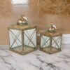 150220266991ce0d99ab9.jpeg 20 Inch Decorative Lantern Set of 2, Glass Panel, Cross Metal Frame, Gold