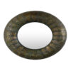 33 Inch Decorative Wall Mirror, Round Embossed Design, Bronze Metal