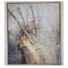 40 x 59 Framed Canvas Oil Painting, Guitar, Natural Fiber, Gray and Brown