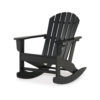 Sami 35 Inch Outdoor Rocking Chair, Slatted Design, Modern Black Finish