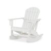 Sami 35 Inch Outdoor Rocking Chair, Slatted Design, Modern White Finish