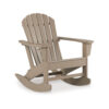 Sami 35 Inch Outdoor Rocking Chair, Slatted Design, Modern Brown Finish