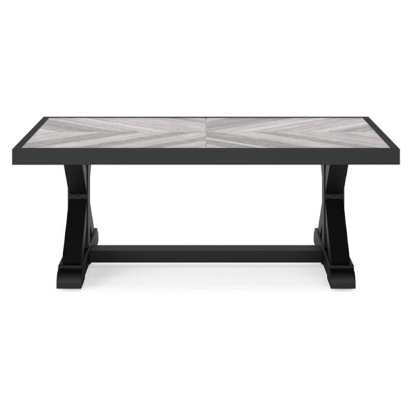 Tira 48 Inch Outdoor Coffee Table, Tile Top, Black, Light Gray Finish