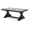 Tira 48 Inch Outdoor Coffee Table, Tile Top, Black, Light Gray Finish