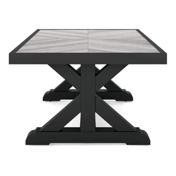 Tira 48 Inch Outdoor Coffee Table, Tile Top, Black, Light Gray Finish