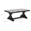 Tira 48 Inch Outdoor Coffee Table, Tile Top, Black, Light Gray Finish