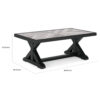 Tira 48 Inch Outdoor Coffee Table, Tile Top, Black, Light Gray Finish