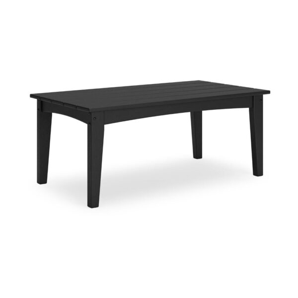 Fini 44 Inch Outdoor Coffee Table, Slatted Top, Modern Style, Black Finish
