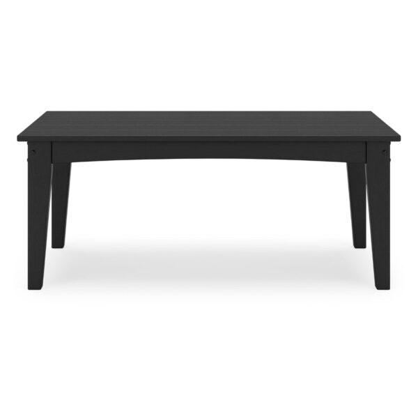 Fini 44 Inch Outdoor Coffee Table, Slatted Top, Modern Style, Black Finish