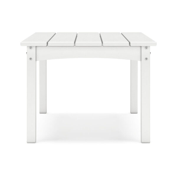 Fini 44 Inch Outdoor Coffee Table, Slatted Top, Modern Style, White Finish
