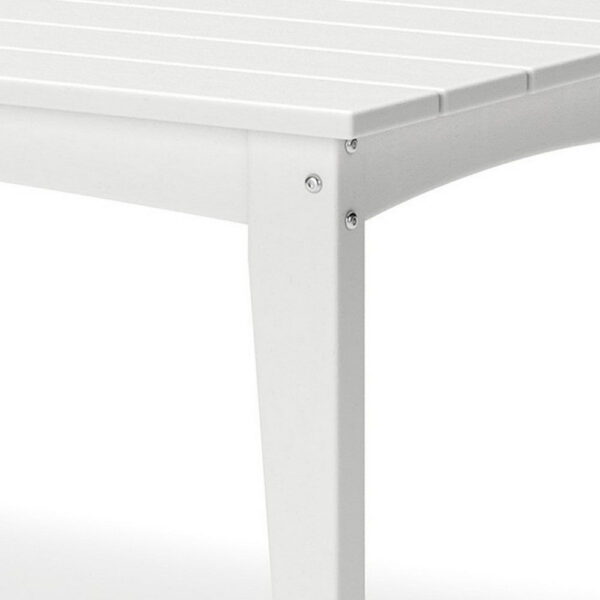 Fini 44 Inch Outdoor Coffee Table, Slatted Top, Modern Style, White Finish