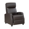 Jiana 35 Inch Push Back Recliner Chair, Brown Faux Leather, Solid Wood