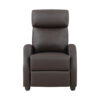 Jiana 35 Inch Push Back Recliner Chair, Brown Faux Leather, Solid Wood