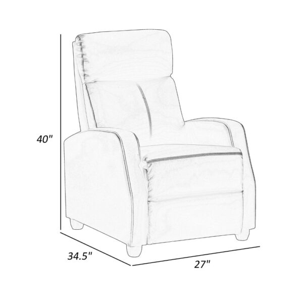 Jiana 35 Inch Push Back Recliner Chair, Brown Faux Leather, Solid Wood