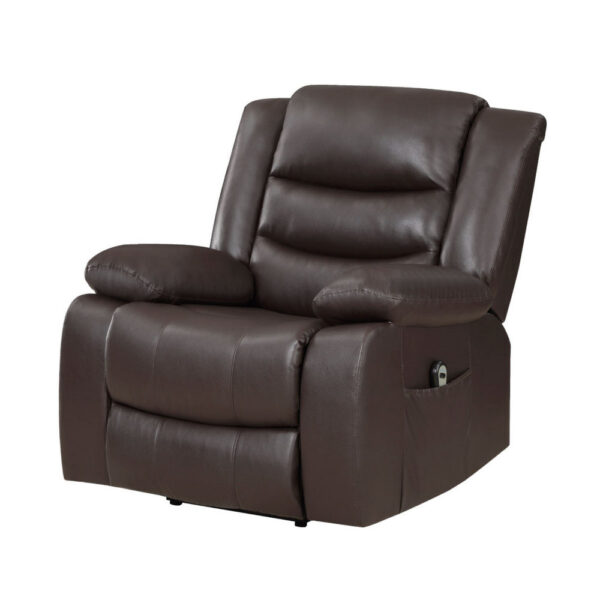 150220266991d08104393.jpeg Carry 39 Inch Power Lift Recliner Chair, Solid Wood Dark Brown Faux Leather