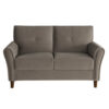 Sarah 57 Inch Loveseat, Brown Velvet, Tufted, Reversible Cushions, Wood
