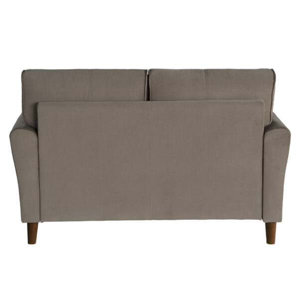 Sarah 57 Inch Loveseat, Brown Velvet, Tufted, Reversible Cushions, Wood