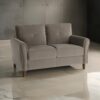 Sarah 57 Inch Loveseat, Brown Velvet, Tufted, Reversible Cushions, Wood