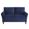 Sarah 57 Inch Loveseat, Blue Velvet, Stitch Tufting, Reversible Cushions